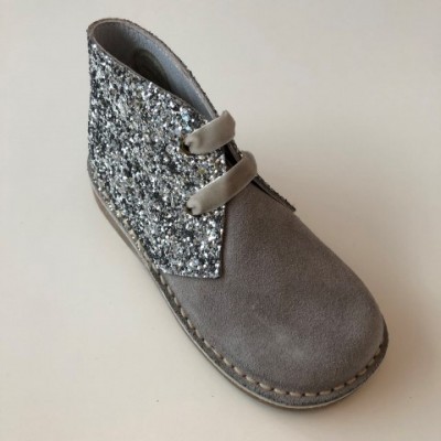 145 Nens Grey Suede and Glitter Desert Boots